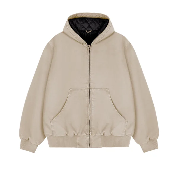 Washed Vintage Quilted Hooded Cotton Coat