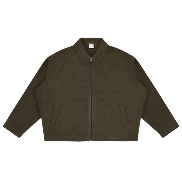 Men's Washed Twill Lapel Zipper Work Jacket