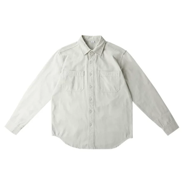 Men's Distressed Workwear-Style Long-Sleeve Shirt