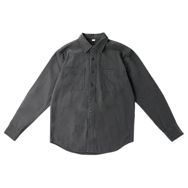 Men's Distressed Workwear-Style Long-Sleeve Shirt