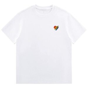 Creative Colorful Heart-Shaped Embroidered T-Shirt