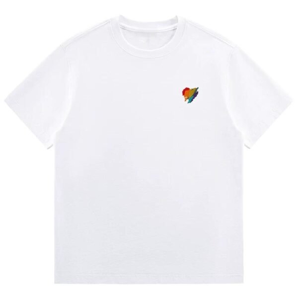 Creative Colorful Heart-Shaped Embroidered T-Shirt