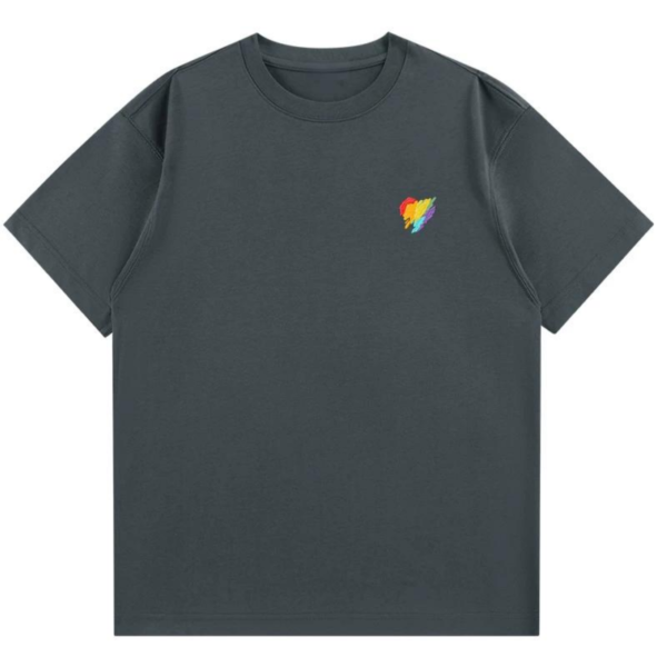 Creative Colorful Heart-Shaped Embroidered T-Shirt