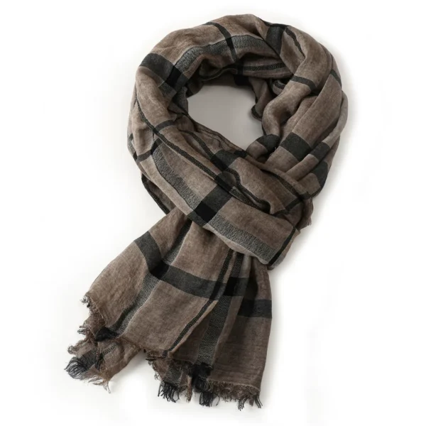 Men's Plaid Cotton Linen Scarf