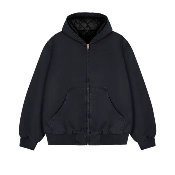 Washed Vintage Quilted Hooded Cotton Coat