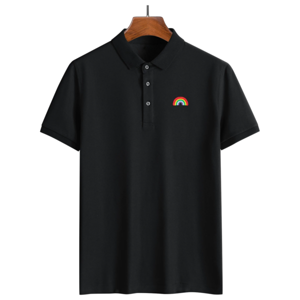 Rainbow Embroidered Logo Casual Short-Sleeve Polo Shirt