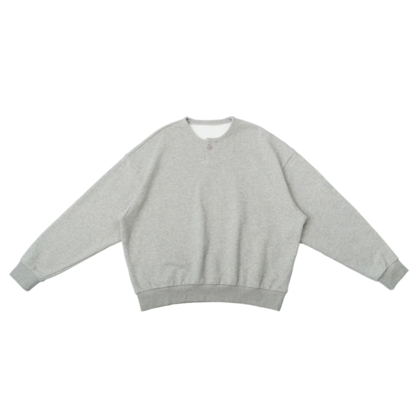 Henry-Neck Loose-Fit Raglan Sweatshirt
