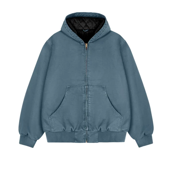Washed Vintage Quilted Hooded Cotton Coat