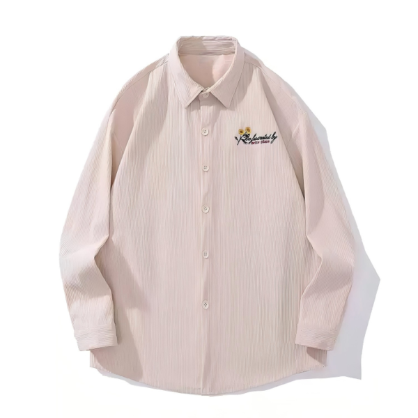 Casual Textured Sunflower Embroidered Shirt