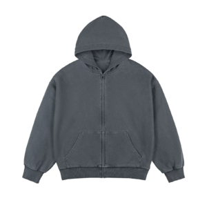 Men's Washed Zip Up Hooded Jacket
