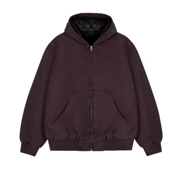 Washed Vintage Quilted Hooded Cotton Coat