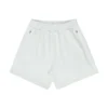 Ribbed-waistband athletic shorts with side pockets and a zipper