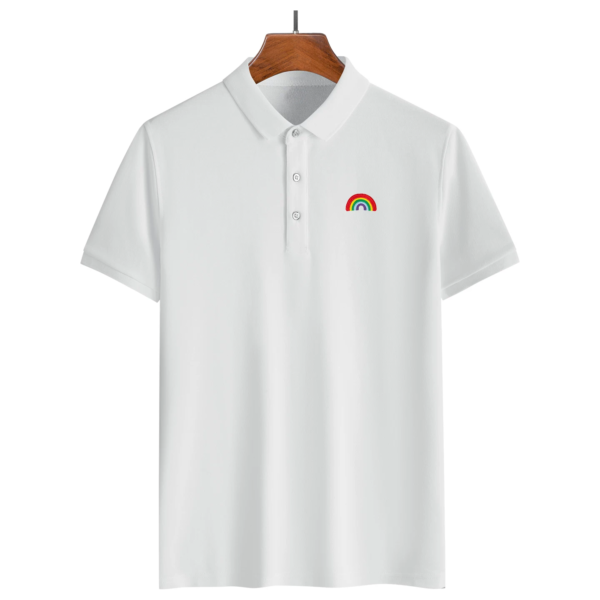 Rainbow Embroidered Logo Casual Short-Sleeve Polo Shirt