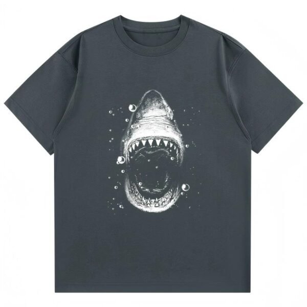 Dark-Style Shark Print Short-Sleeve T-Shirt