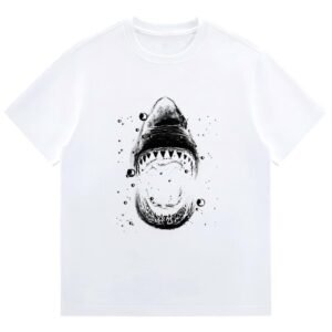 Dark-Style Shark Print Short-Sleeve T-Shirt