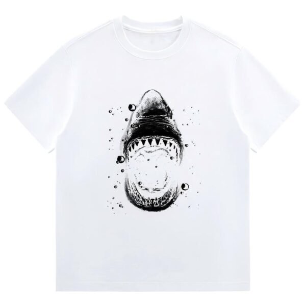 Dark-Style Shark Print Short-Sleeve T-Shirt