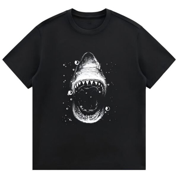 Dark-Style Shark Print Short-Sleeve T-Shirt