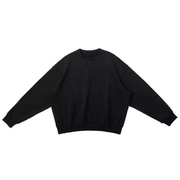 Henry-Neck Loose-Fit Raglan Sweatshirt